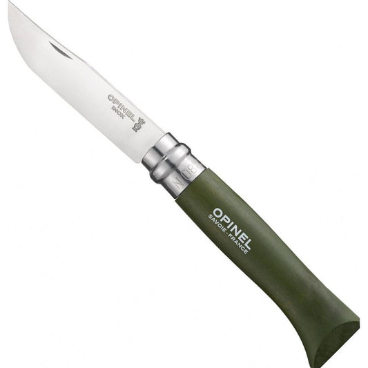Opinel N°08 lizdinės plokštelės spalvos rankena (galima 3 spalvų)