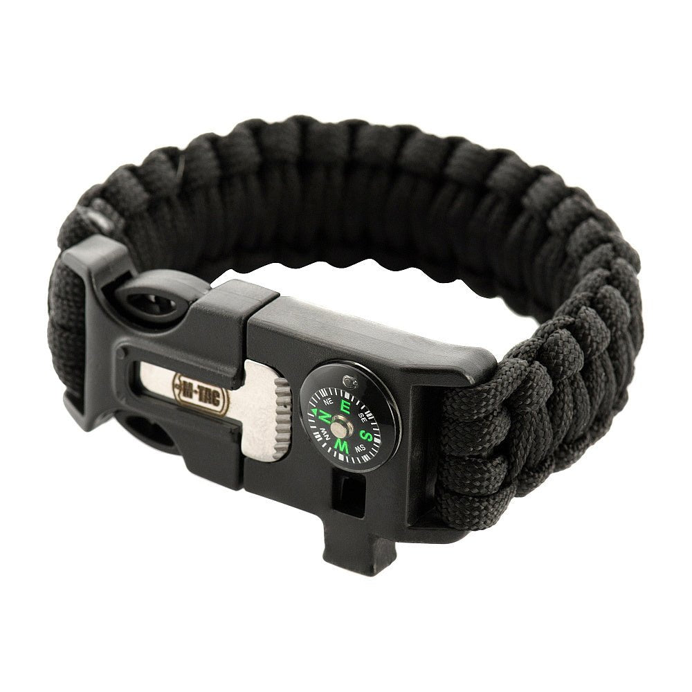 M - Tac paracord bracelet ar krama šķiltavām, kompasu un svilpi - DABAI.LV