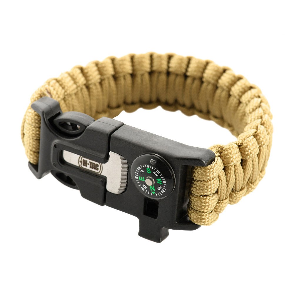 M - Tac paracord bracelet ar krama šķiltavām, kompasu un svilpi - DABAI.LV