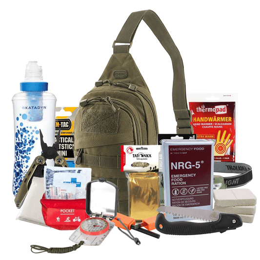 Väike ellujäämiskomplekti kott (veefiltri ja toiduga)
