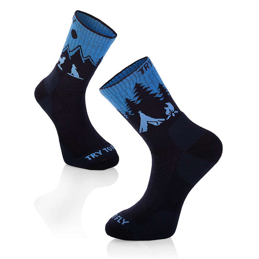 Pirin Hill Merino Wool Hiking Socks - Wolf motive