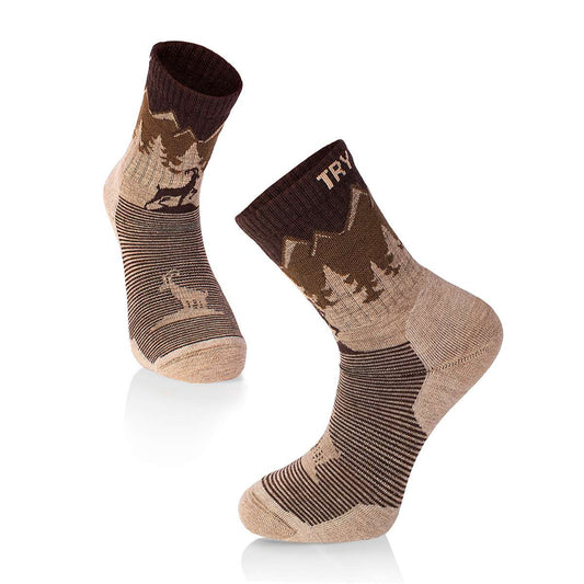 Pirin Hill Merino Wool Hiking Socks - Alpine Ibex motive