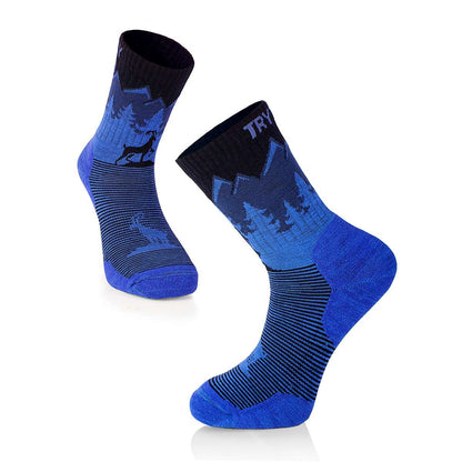 Pirin Hill Merino Wool Hiking Socks - Alpine Ibex motive
